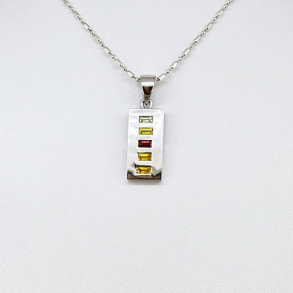 White Gold plated Silver Pendant with Fancy Sapphires