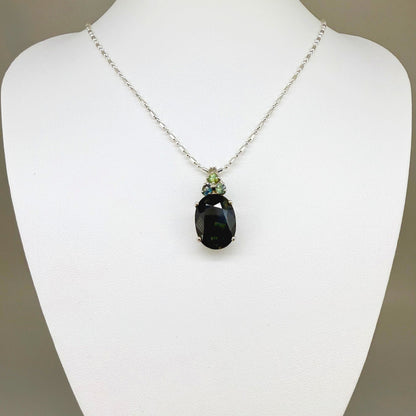 White Gold plated Silver Pendant with Sapphires