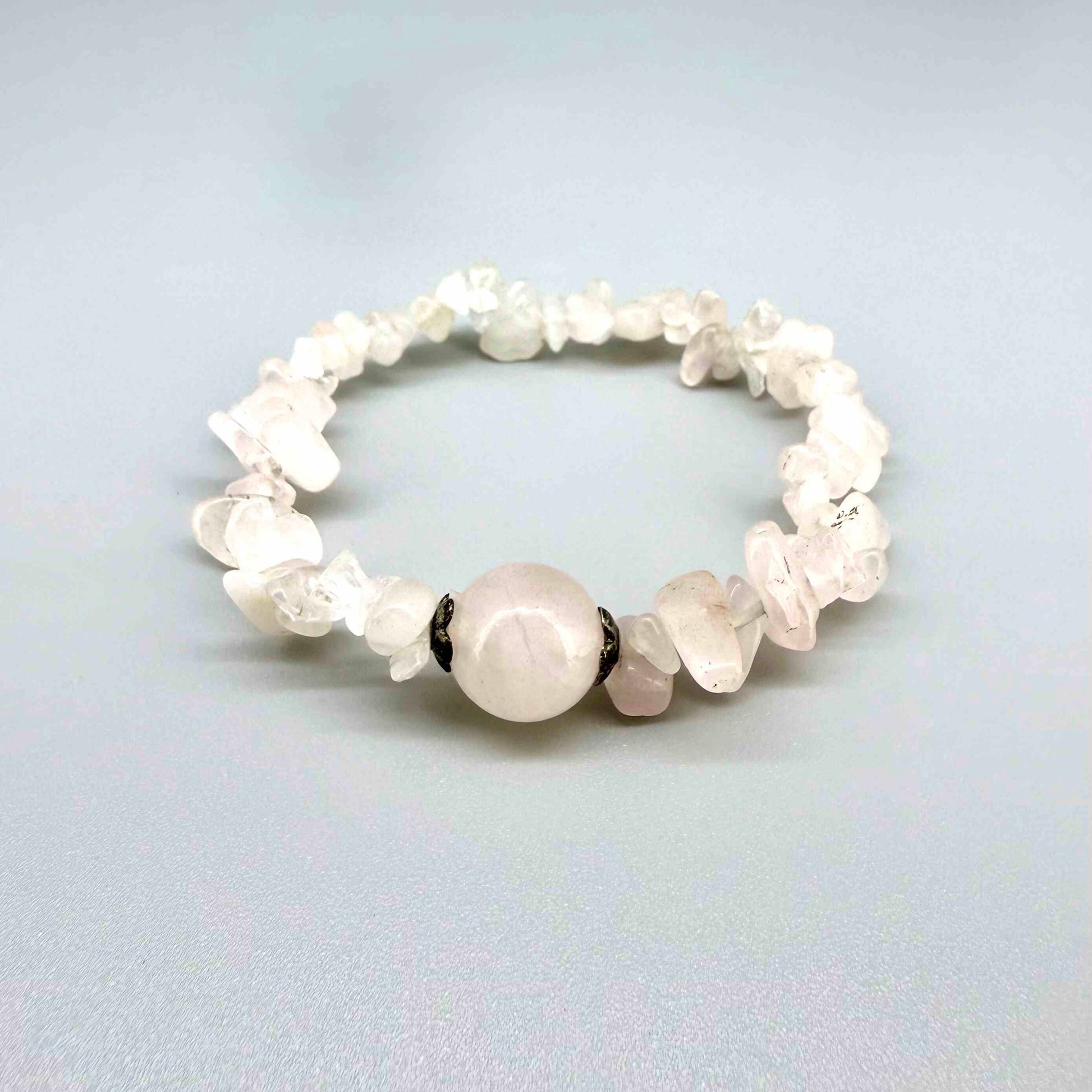 Rose quartz and agate jewelry set, necklace with large pink agate pendant (52 cm / 20.5 in) and matching bracelet (18 cm / 7.1 in).