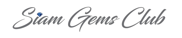 Logo of Siam Gems Club with a blue gemstone accent on a white background

