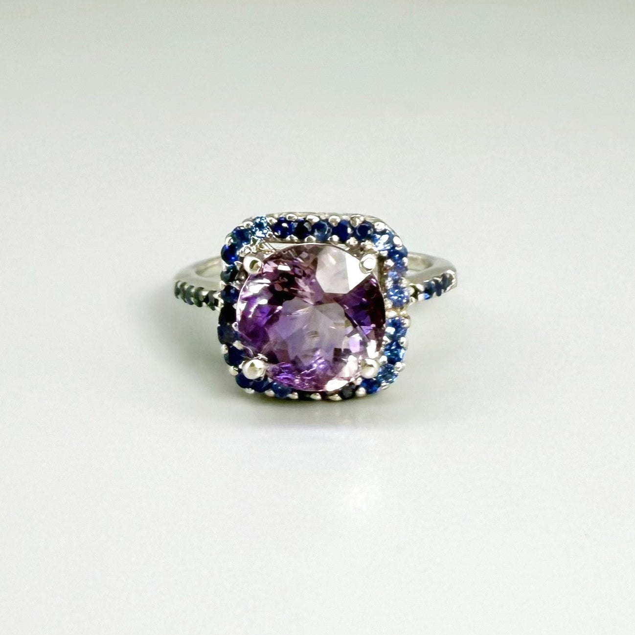 Ring Amethyst Sapphire silver white gold plated