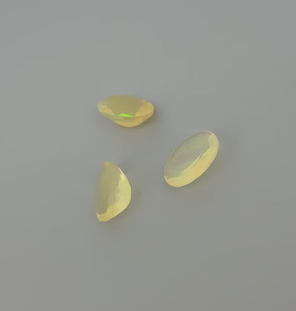 Milky Yellow Hues Shimmer Opal Set Oval 2.78 Ct
