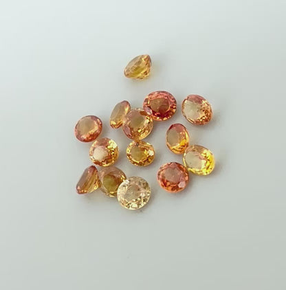 Bi-Color (Yellow, Orange) Sapphire Lot Round-Oval 1.37 Ct