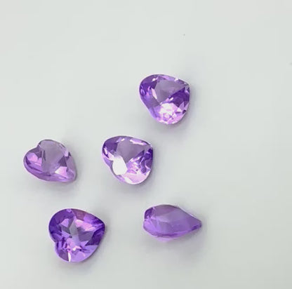 Purple Amethyst Set Hearts 3.51 Ct