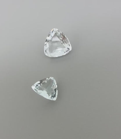 White Blue Aquamarine Set Trillion 1.36 Ct