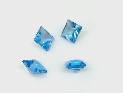 Swiss Blue Topaz Set Princess Cut 5.46 Ct
