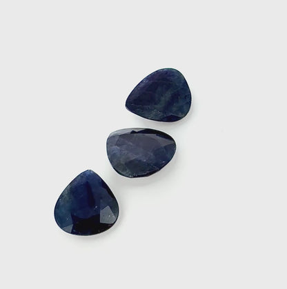 Very Dark Blue Sapphire Set Pear 12 Ct