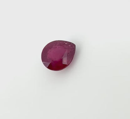 Pinkish Red Ruby Pear 1.18 Ct