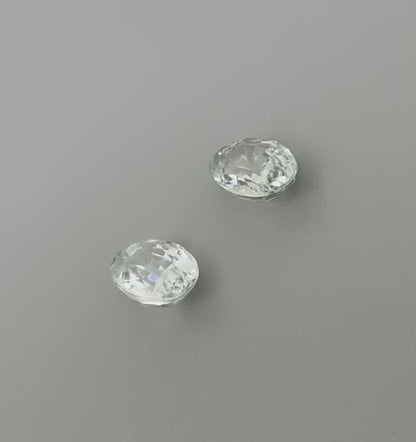 White Blue Aquamarine Set Oval 2 Ct