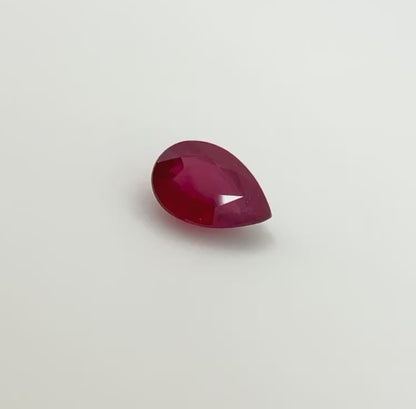 Pinkish Red Ruby Pear 1.26 Ct