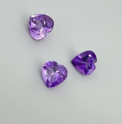 Vibrant Purple-Pink Amethyst Set Heart 3.39 Ct